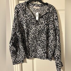 Loft Blouse Top Size Xl Leopard